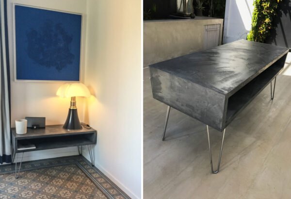 Table basse béton ciré sur mesure - plateau béton ciré - pieds métal ou bois - L’atelier Place est spécialisé dans la réalisation de mobilier d’intérieur sur mesure en béton ciré L’atelier Place est spécialisé dans la réalisation de mobilier d’intérieur sur mesure en béton ciré. Table basse béton ciré entièrement réalisée à la main et personnalisable. Table basse béton ciré sur mesure - plateau béton ciré - pieds métal ou bois- : table , table basse , meuble tv , desserte … C’est Innovant ! Grâce à la mise au point d’un concept innovant aussi bien dans la matière que dans la structure, les meubles béton ciré sont léger et facile d’entretien - Du choix ! Décliné dans une multitude de couleurs, de formes et de dimensions, le design est épuré et élégant, il répondra à toutes les attentes et les exigences de décorations - Unique ! Le rendu de la matière confère un aspect unique à chaque meuble. La vaste gamme de piètements proposés est personnalisable et les dimensions infinies pour personnaliser son meuble - Handmade ! Tous les meubles sont conçus et réalisés à la main de la tête aux pieds .Fabriqué sous 10 jours puis expédiés dans toute la France . Le béton ciré est un matériau moderne et esthétique qui combine l’apparence du béton avec une finition lisse et brillante. Il est souvent utilisé pour les revêtements de sols, murs, meubles, et même les plans de travail en raison de son aspect contemporain et de ses propriétés pratiques. Le béton ciré est apprécié pour sa résistance, sa durabilité et sa facilité d’entretien. Il est composé de béton, de pigments, de résines et d’autres additifs qui permettent de créer une finition lisse et uniforme BETON CIRE - TABLE -TABLE A DINER - TABLE SUR MESURE – TABLE BETON CIRE - TABLE REUNION - TABLE BASSE SUR MESURE – TABLE - BASSE BETON CIRE - TABLE BASSE – MEUBLE - MOBILIER SUR MESURE - MOBILIER BETON CIRE - FAIT MAIN – HANDMADE - PIEDS TABLE – PIEDS METAL - ILOT CENTRAL – BUREAU – SALON - SUR MESURE – DECORATION - DESIGN – MEUBLE - TABLE DE DINER – CUISINE – COMPTEMPORAIN - BOHEME CHIC - table béton ciré sur mesure - table fait main - table à diner - table repas - table salle à manger