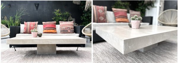 Table basse béton ciré sur mesure - plateau béton ciré - pieds métal ou bois - L’atelier Place est spécialisé dans la réalisation de mobilier d’intérieur sur mesure en béton ciré L’atelier Place est spécialisé dans la réalisation de mobilier d’intérieur sur mesure en béton ciré. Table basse béton ciré entièrement réalisée à la main et personnalisable. Table basse béton ciré sur mesure - plateau béton ciré - pieds métal ou bois- : table , table basse , meuble tv , desserte … C’est Innovant ! Grâce à la mise au point d’un concept innovant aussi bien dans la matière que dans la structure, les meubles béton ciré sont léger et facile d’entretien - Du choix ! Décliné dans une multitude de couleurs, de formes et de dimensions, le design est épuré et élégant, il répondra à toutes les attentes et les exigences de décorations - Unique ! Le rendu de la matière confère un aspect unique à chaque meuble. La vaste gamme de piètements proposés est personnalisable et les dimensions infinies pour personnaliser son meuble - Handmade ! Tous les meubles sont conçus et réalisés à la main de la tête aux pieds .Fabriqué sous 10 jours puis expédiés dans toute la France . Le béton ciré est un matériau moderne et esthétique qui combine l’apparence du béton avec une finition lisse et brillante. Il est souvent utilisé pour les revêtements de sols, murs, meubles, et même les plans de travail en raison de son aspect contemporain et de ses propriétés pratiques. Le béton ciré est apprécié pour sa résistance, sa durabilité et sa facilité d’entretien. Il est composé de béton, de pigments, de résines et d’autres additifs qui permettent de créer une finition lisse et uniforme BETON CIRE - TABLE -TABLE A DINER - TABLE SUR MESURE – TABLE BETON CIRE - TABLE REUNION - TABLE BASSE SUR MESURE – TABLE - BASSE BETON CIRE - TABLE BASSE – MEUBLE - MOBILIER SUR MESURE - MOBILIER BETON CIRE - FAIT MAIN – HANDMADE - PIEDS TABLE – PIEDS METAL - ILOT CENTRAL – BUREAU – SALON - SUR MESURE – DECORATION - DESIGN – MEUBLE - TABLE DE DINER – CUISINE – COMPTEMPORAIN - BOHEME CHIC - table béton ciré sur mesure - table fait main - table à diner - table repas - table salle à manger