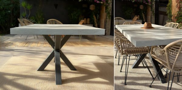 Table béton ciré sur mesure - plateau béton ciré - pieds métal ou bois - L’atelier Place est spécialisé dans la réalisation de mobilier d’intérieur sur mesure en béton ciré L’atelier Place est spécialisé dans la réalisation de mobilier d’intérieur sur mesure en béton ciré. Table béton ciré entièrement réalisée à la main et personnalisable. Table béton ciré sur mesure - plateau béton ciré - pieds métal ou bois- L’atelier Place est spécialisé dans la réalisation de mobilier d’intérieur sur mesure en béton ciré : table , table basse , meuble tv , desserte … C’est Innovant ! Grâce à la mise au point d’un concept innovant aussi bien dans la matière que dans la structure, les meubles béton ciré sont léger et facile d’entretien - Du choix ! Décliné dans une multitude de couleurs, de formes et de dimensions, le design est épuré et élégant, il répondra à toutes les attentes et les exigences de décorations - Unique ! Le rendu de la matière confère un aspect unique à chaque meuble. La vaste gamme de piètements proposés est personnalisable et les dimensions infinies pour personnaliser son meuble - Handmade ! Tous les meubles sont conçus et réalisés à la main de la tête aux pieds .Fabriqué sous 10 jours puis expédiés dans toute la France . Le béton ciré est un matériau moderne et esthétique qui combine l’apparence du béton avec une finition lisse et brillante. Il est souvent utilisé pour les revêtements de sols, murs, meubles, et même les plans de travail en raison de son aspect contemporain et de ses propriétés pratiques. Le béton ciré est apprécié pour sa résistance, sa durabilité et sa facilité d’entretien. Il est composé de béton, de pigments, de résines et d’autres additifs qui permettent de créer une finition lisse et uniforme BETON CIRE - TABLE -TABLE A DINER - TABLE SUR MESURE – TABLE BETON CIRE - TABLE REUNION - TABLE BASSE SUR MESURE – TABLE - BASSE BETON CIRE - TABLE BASSE – MEUBLE - MOBILIER SUR MESURE - MOBILIER BETON CIRE - FAIT MAIN – HANDMADE - PIEDS TABLE – PIEDS METAL - ILOT CENTRAL – BUREAU – SALON - SUR MESURE – DECORATION - DESIGN – MEUBLE - TABLE DE DINER – CUISINE – COMPTEMPORAIN - BOHEME CHIC - table béton ciré sur mesure - table fait main - table à diner - table repas - table salle à manger