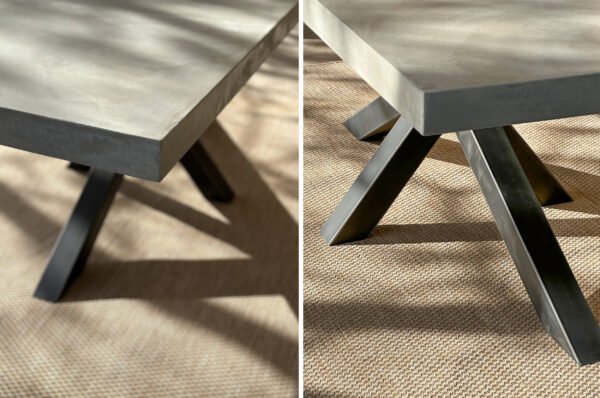 Table béton ciré sur mesure pied Mikado métal