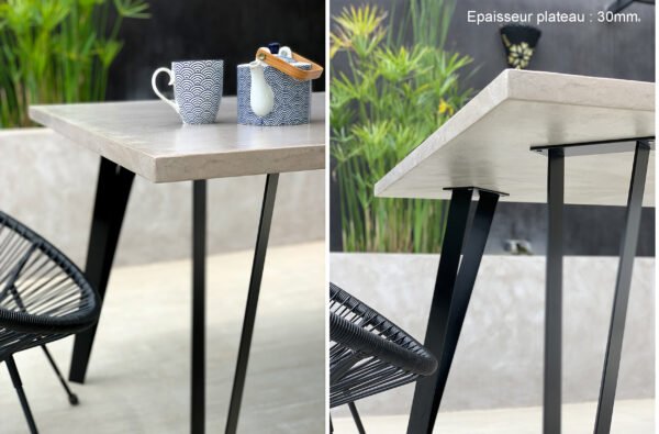 Table béton ciré sur mesure - plateau béton ciré - pieds métal ou bois - L’atelier Place est spécialisé dans la réalisation de mobilier d’intérieur sur mesure en béton ciré