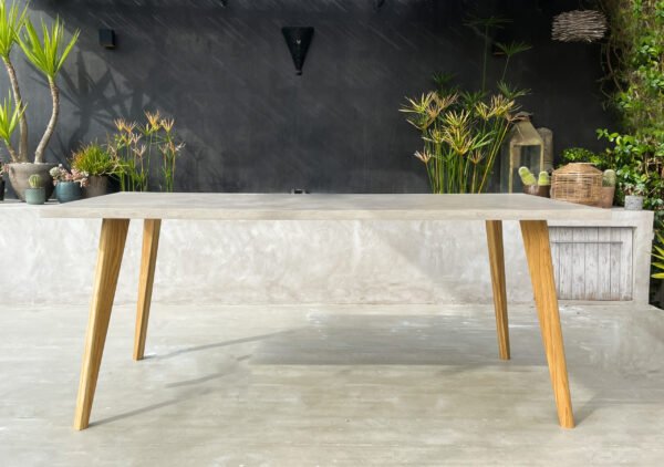 Table béton ciré sur mesure - plateau béton ciré - pieds métal ou bois - L’atelier Place est spécialisé dans la réalisation de mobilier d’intérieur sur mesure en béton ciré