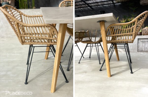 Table béton ciré sur mesure - plateau béton ciré - pieds bois - L’atelier Place est spécialisé dans la réalisation de mobilier d’intérieur sur mesure en béton ciré