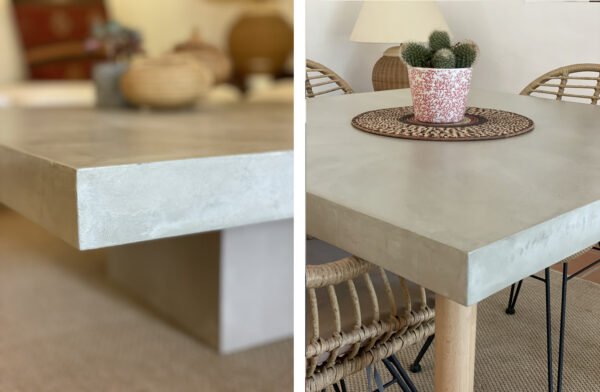 Table béton ciré sur mesure - plateau béton ciré - pieds métal ou bois - L’atelier Place est spécialisé dans la réalisation de mobilier d’intérieur sur mesure en béton ciré L’atelier Place est spécialisé dans la réalisation de mobilier d’intérieur sur mesure en béton ciré. Table basse béton ciré entièrement réalisée à la main et personnalisable. Table basse béton ciré sur mesure - plateau béton ciré - pieds métal ou bois- : table , table basse , meuble tv , desserte … C’est Innovant ! Grâce à la mise au point d’un concept innovant aussi bien dans la matière que dans la structure, les meubles béton ciré sont léger et facile d’entretien - Du choix ! Décliné dans une multitude de couleurs, de formes et de dimensions, le design est épuré et élégant, il répondra à toutes les attentes et les exigences de décorations - Unique ! Le rendu de la matière confère un aspect unique à chaque meuble. La vaste gamme de piètements proposés est personnalisable et les dimensions infinies pour personnaliser son meuble - Handmade ! Tous les meubles sont conçus et réalisés à la main de la tête aux pieds .Fabriqué sous 10 jours puis expédiés dans toute la France . Le béton ciré est un matériau moderne et esthétique qui combine l’apparence du béton avec une finition lisse et brillante. Il est souvent utilisé pour les revêtements de sols, murs, meubles, et même les plans de travail en raison de son aspect contemporain et de ses propriétés pratiques. Le béton ciré est apprécié pour sa résistance, sa durabilité et sa facilité d’entretien. Il est composé de béton, de pigments, de résines et d’autres additifs qui permettent de créer une finition lisse et uniforme BETON CIRE - TABLE -TABLE A DINER - TABLE SUR MESURE – TABLE BETON CIRE - TABLE REUNION - TABLE BASSE SUR MESURE – TABLE - BASSE BETON CIRE - TABLE BASSE – MEUBLE - MOBILIER SUR MESURE - MOBILIER BETON CIRE - FAIT MAIN – HANDMADE - PIEDS TABLE – PIEDS METAL - ILOT CENTRAL – BUREAU – SALON - SUR MESURE – DECORATION - DESIGN – MEUBLE - TABLE DE DINER – CUISINE – COMPTEMPORAIN - BOHEME CHIC - table béton ciré sur mesure - table fait main - table à diner - table repas - table salle à manger