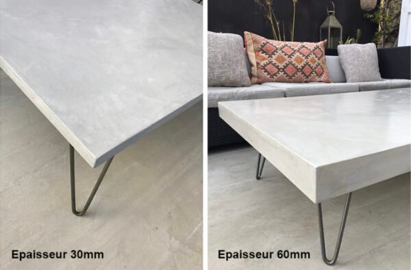 Table béton ciré sur mesure - plateau béton ciré - pieds métal ou bois - L’atelier Place est spécialisé dans la réalisation de mobilier d’intérieur sur mesure en béton ciré L’atelier Place est spécialisé dans la réalisation de mobilier d’intérieur sur mesure en béton ciré. Table béton ciré entièrement réalisée à la main et personnalisable. Table béton ciré sur mesure - plateau béton ciré - pieds métal ou bois- L’atelier Place est spécialisé dans la réalisation de mobilier d’intérieur sur mesure en béton ciré : table , table basse , meuble tv , desserte … C’est Innovant ! Grâce à la mise au point d’un concept innovant aussi bien dans la matière que dans la structure, les meubles béton ciré sont léger et facile d’entretien - Du choix ! Décliné dans une multitude de couleurs, de formes et de dimensions, le design est épuré et élégant, il répondra à toutes les attentes et les exigences de décorations - Unique ! Le rendu de la matière confère un aspect unique à chaque meuble. La vaste gamme de piètements proposés est personnalisable et les dimensions infinies pour personnaliser son meuble - Handmade ! Tous les meubles sont conçus et réalisés à la main de la tête aux pieds .Fabriqué sous 10 jours puis expédiés dans toute la France . Le béton ciré est un matériau moderne et esthétique qui combine l’apparence du béton avec une finition lisse et brillante. Il est souvent utilisé pour les revêtements de sols, murs, meubles, et même les plans de travail en raison de son aspect contemporain et de ses propriétés pratiques. Le béton ciré est apprécié pour sa résistance, sa durabilité et sa facilité d’entretien. Il est composé de béton, de pigments, de résines et d’autres additifs qui permettent de créer une finition lisse et uniforme BETON CIRE - TABLE -TABLE A DINER - TABLE SUR MESURE – TABLE BETON CIRE - TABLE REUNION - TABLE BASSE SUR MESURE – TABLE - BASSE BETON CIRE - TABLE BASSE – MEUBLE - MOBILIER SUR MESURE - MOBILIER BETON CIRE - FAIT MAIN – HANDMADE - PIEDS TABLE – PIEDS METAL - ILOT CENTRAL – BUREAU – SALON - SUR MESURE – DECORATION - DESIGN – MEUBLE - TABLE DE DINER – CUISINE – COMPTEMPORAIN - BOHEME CHIC - table béton ciré sur mesure - table fait main - table à diner - table repas - table salle à manger