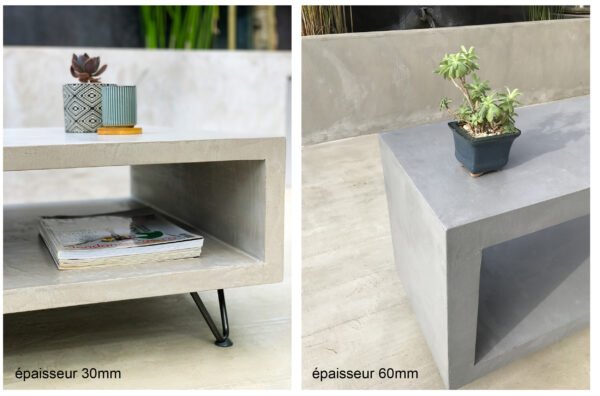 Table basse béton ciré sur mesure - plateau béton ciré - pieds métal ou bois - L’atelier Place est spécialisé dans la réalisation de mobilier d’intérieur sur mesure en béton ciré L’atelier Place est spécialisé dans la réalisation de mobilier d’intérieur sur mesure en béton ciré. Table basse béton ciré entièrement réalisée à la main et personnalisable. Table basse béton ciré sur mesure - plateau béton ciré - pieds métal ou bois- : table , table basse , meuble tv , desserte … C’est Innovant ! Grâce à la mise au point d’un concept innovant aussi bien dans la matière que dans la structure, les meubles béton ciré sont léger et facile d’entretien - Du choix ! Décliné dans une multitude de couleurs, de formes et de dimensions, le design est épuré et élégant, il répondra à toutes les attentes et les exigences de décorations - Unique ! Le rendu de la matière confère un aspect unique à chaque meuble. La vaste gamme de piètements proposés est personnalisable et les dimensions infinies pour personnaliser son meuble - Handmade ! Tous les meubles sont conçus et réalisés à la main de la tête aux pieds .Fabriqué sous 10 jours puis expédiés dans toute la France . Le béton ciré est un matériau moderne et esthétique qui combine l’apparence du béton avec une finition lisse et brillante. Il est souvent utilisé pour les revêtements de sols, murs, meubles, et même les plans de travail en raison de son aspect contemporain et de ses propriétés pratiques. Le béton ciré est apprécié pour sa résistance, sa durabilité et sa facilité d’entretien. Il est composé de béton, de pigments, de résines et d’autres additifs qui permettent de créer une finition lisse et uniforme BETON CIRE - TABLE -TABLE A DINER - TABLE SUR MESURE – TABLE BETON CIRE - TABLE REUNION - TABLE BASSE SUR MESURE – TABLE - BASSE BETON CIRE - TABLE BASSE – MEUBLE - MOBILIER SUR MESURE - MOBILIER BETON CIRE - FAIT MAIN – HANDMADE - PIEDS TABLE – PIEDS METAL - ILOT CENTRAL – BUREAU – SALON - SUR MESURE – DECORATION - DESIGN – MEUBLE - TABLE DE DINER – CUISINE – COMPTEMPORAIN - BOHEME CHIC - table béton ciré sur mesure - table fait main - table à diner - table repas - table salle à manger