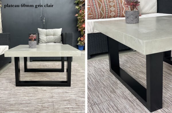 Table béton ciré sur pieds U métal – Image 6
