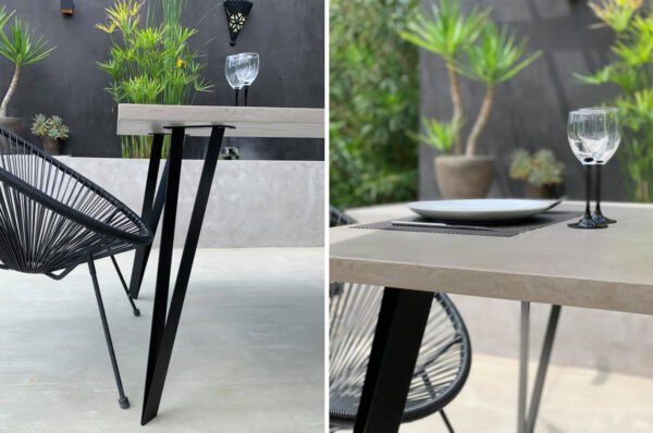 L’atelier Place est spécialisé dans la réalisation de mobilier d’intérieur sur mesure en béton ciré. Table béton ciré entièrement réalisée à la main et personnalisable. Table béton ciré sur mesure - plateau béton ciré - pieds métal ou bois- L’atelier Place est spécialisé dans la réalisation de mobilier d’intérieur sur mesure en béton ciré : table , table basse , meuble tv , desserte … C’est Innovant ! Grâce à la mise au point d’un concept innovant aussi bien dans la matière que dans la structure, les meubles béton ciré sont léger et facile d’entretien - Du choix ! Décliné dans une multitude de couleurs, de formes et de dimensions, le design est épuré et élégant, il répondra à toutes les attentes et les exigences de décorations - Unique ! Le rendu de la matière confère un aspect unique à chaque meuble. La vaste gamme de piètements proposés est personnalisable et les dimensions infinies pour personnaliser son meuble - Handmade ! Tous les meubles sont conçus et réalisés à la main de la tête aux pieds .Fabriqué sous 10 jours puis expédiés dans toute la France . Le béton ciré est un matériau moderne et esthétique qui combine l’apparence du béton avec une finition lisse et brillante. Il est souvent utilisé pour les revêtements de sols, murs, meubles, et même les plans de travail en raison de son aspect contemporain et de ses propriétés pratiques. Le béton ciré est apprécié pour sa résistance, sa durabilité et sa facilité d’entretien. Il est composé de béton, de pigments, de résines et d’autres additifs qui permettent de créer une finition lisse et uniforme BETON CIRE - TABLE -TABLE A DINER - TABLE SUR MESURE – TABLE BETON CIRE - TABLE REUNION - TABLE BASSE SUR MESURE – TABLE - BASSE BETON CIRE - TABLE BASSE – MEUBLE - MOBILIER SUR MESURE - MOBILIER BETON CIRE - FAIT MAIN – HANDMADE - PIEDS TABLE – PIEDS METAL - ILOT CENTRAL – BUREAU – SALON - SUR MESURE – DECORATION - DESIGN – MEUBLE - TABLE DE DINER – CUISINE - COMPTEMPORAIN BOHEME CHIC - table béton ciré sur mesure - table fait main - table à diner - table repas - table salle à manger